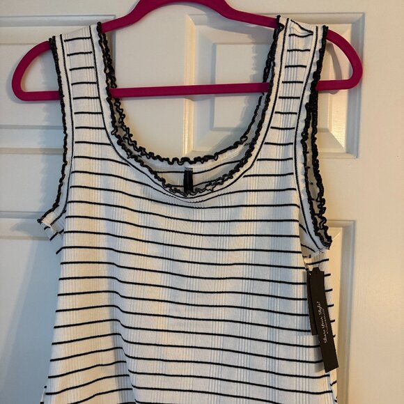 NWT Unionbay Striped Tank - Magnolia black & white stripe - Picture 2 of 3